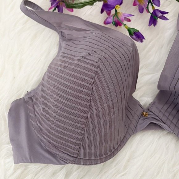 ThirdLove 24/7 Seamless Stripe Plunge Bra Purple Size 36C FLAW - Picture 4 of 6